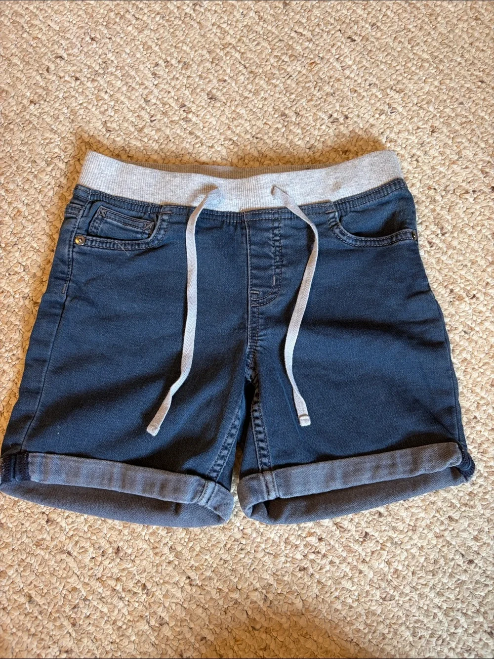Justice Girls Navy Shorts with Gray Knit Waistband